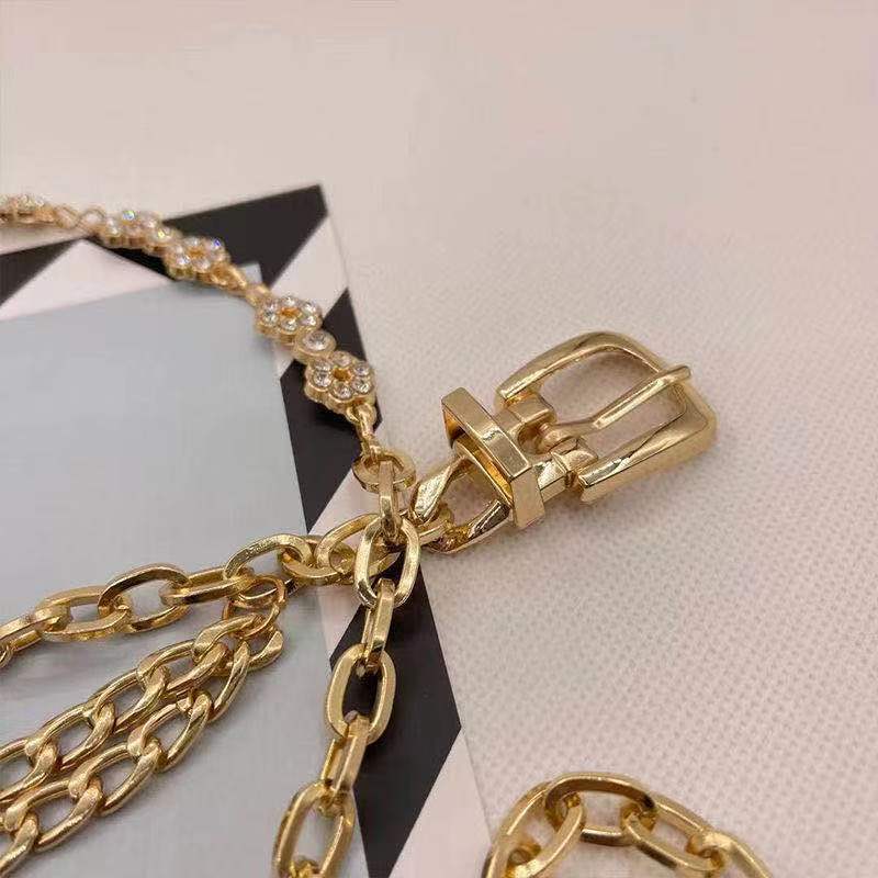 High-end Small Fragrance Style Waist Chain Women's Accessories Skirt New Trendy Metal Rhinestone Fashion Versatile Chain Belt