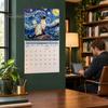 Maandelijkse Hangkalender met Grappige Citaten 2027 Olieverf Schilderij Kat Wandkalender, 12 Maanden Grappige Planner, Jan-Dec Decoratief Papier voor Muren