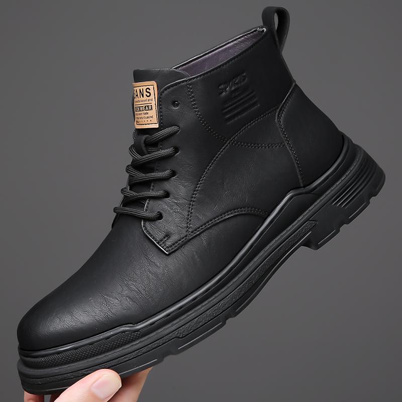 Fashion Classic Leather Men's Ankle Boots Fashion Man High Top Shoes New Outdoor Hiking Boots Comfy Male Casual Botas Motorcycle Boots