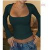 T-shirt à manches longues de couleur unie style Y2k pour femme