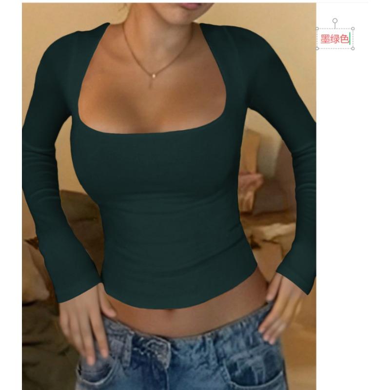 T-shirt à manches longues de couleur unie style Y2k pour femme