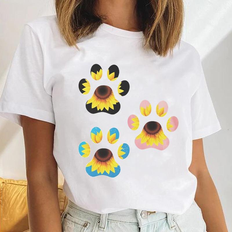 Women's Animal Claw Printed Summer T-shirt Comfortable Soft Simple Fashion Women's Short Sleeve Cotton T-shirt