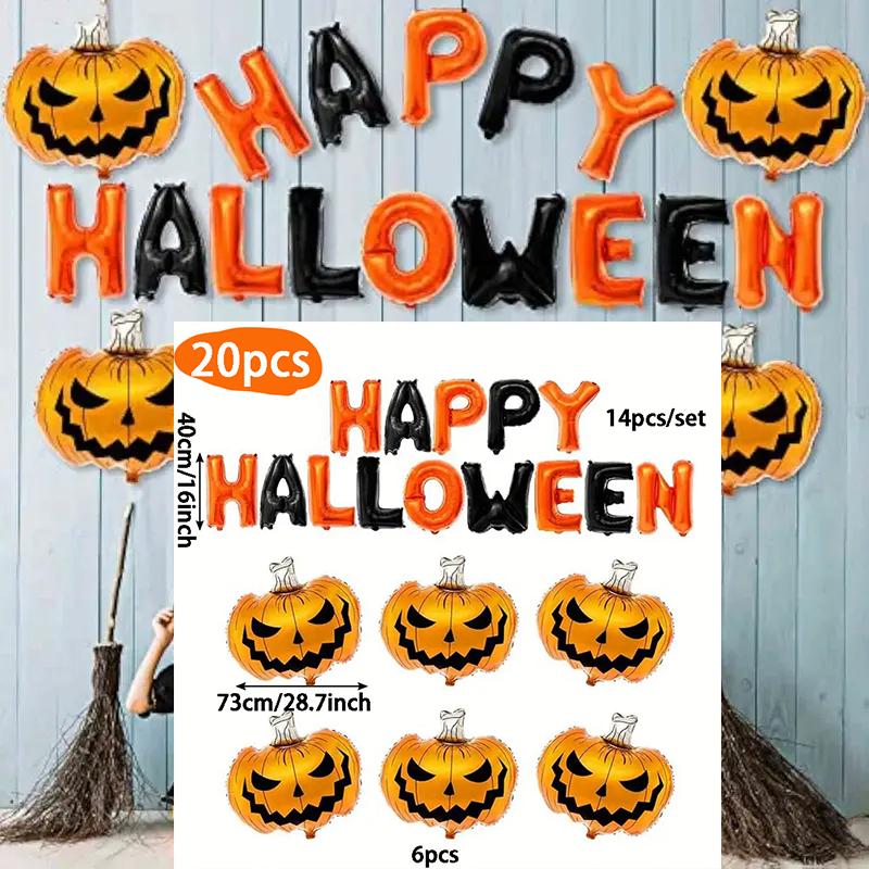 

20 Halloween Balloons Pumpkin Foil Balloons Birthday Party Decorations Halloween and Day of The Dead Decorations Other