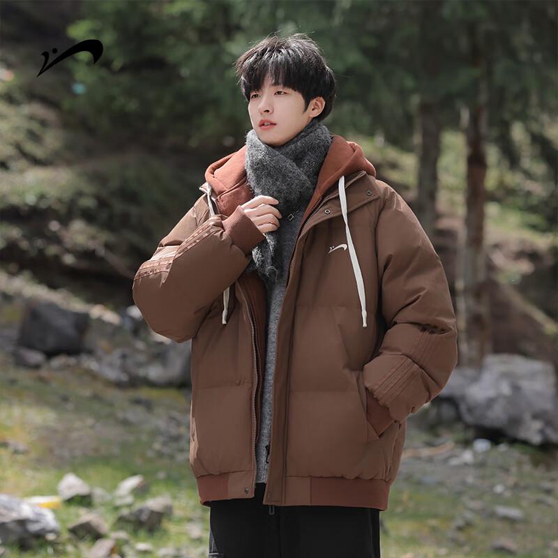 Guirenniao Men's Faux Two-Piece Hooded Padded Winter Jacket