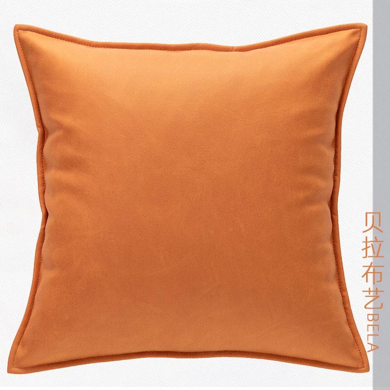 Solid Color Technology Cloth Pillowcase Modern Imitation Leather Waterproof Cushion Cover Nordic Sofa Living Room Decor