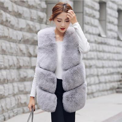 Fashionable and Casual New Faux Fox Fur Vest Medium Length Korean Faux Fur Coat for Women