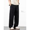 Light blue linen pants men's loose straight summer thin breathable trend versatile youth black casual trousers