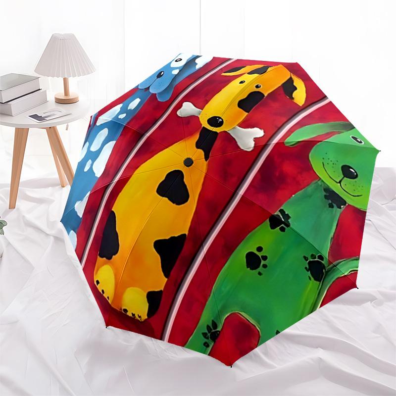 1pc Colorful Dogs Spotted Pals Automatic Open/Close Umbrella 8-Rib Strong Frame, Portable Travel Umbrella for Women & Men, 060