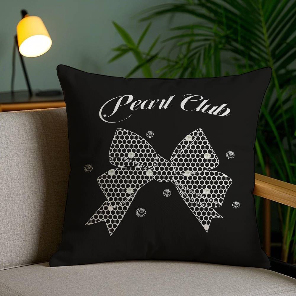 Korean Trendy Bow Pillow Case Sofa Short Plush Double-Sided Hd Printing Room Home Office Gift Cushion Cover