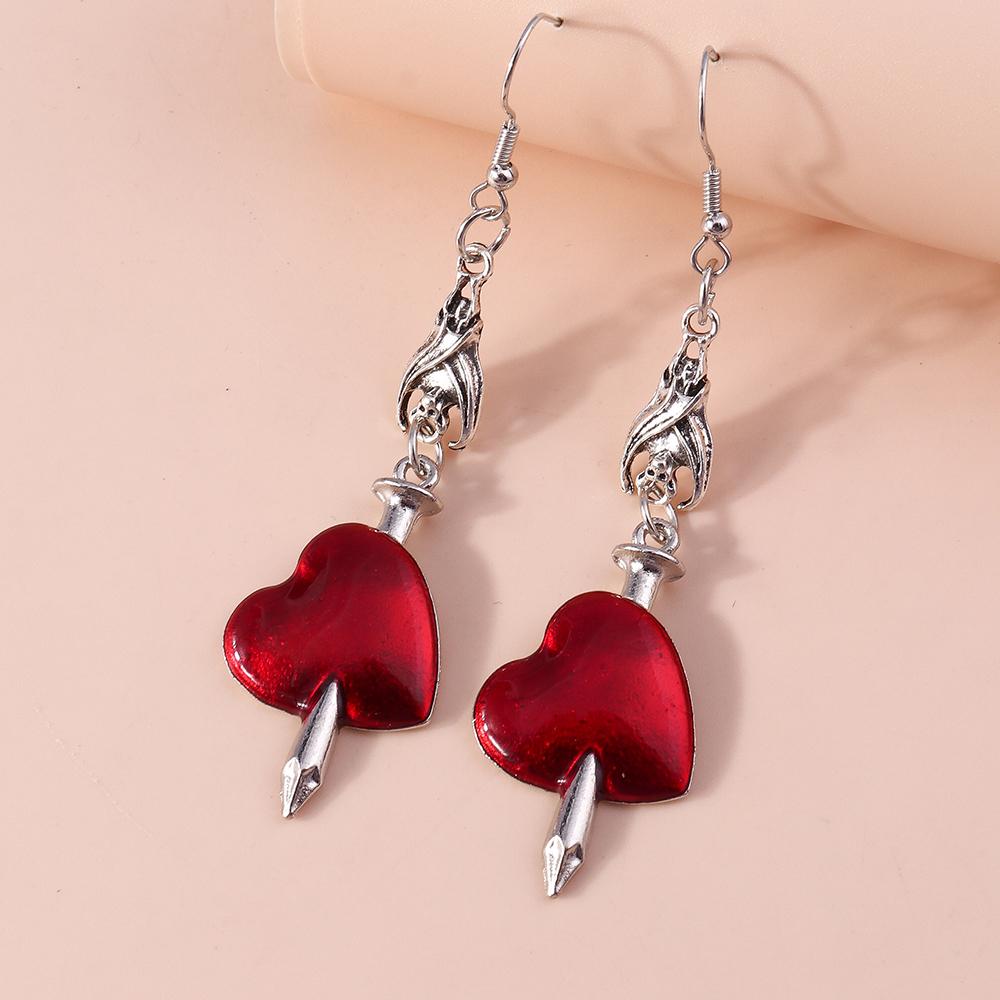 Gothic Metal Love Heart Drop Earrings for Women Steampunk Cross Dangle Earrings Party Jewelry Gifts