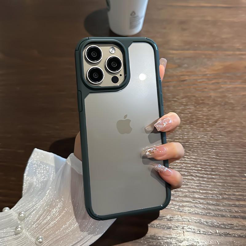 Luxury Transparent Shockproof Bumper Armor Case for iPhone 16 15 14 Plus 13 12 11 Pro Max Rugged Soft Frame Hard Back Cover