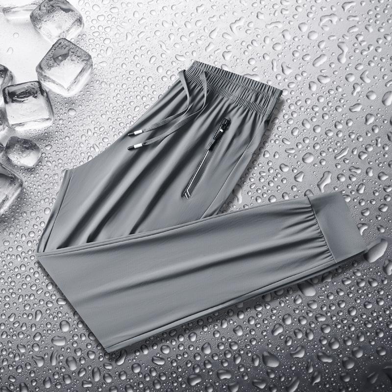 Men's Summer Ice Silk Quick-Dry Lightweight Elastic Waist Pants