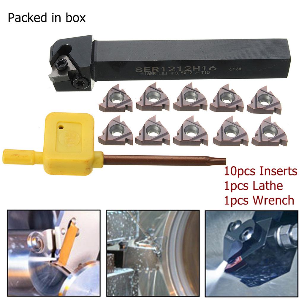 SER1212H16 Lathe Threading Turning Tool Holder 16ER Blade and Durable Wrench