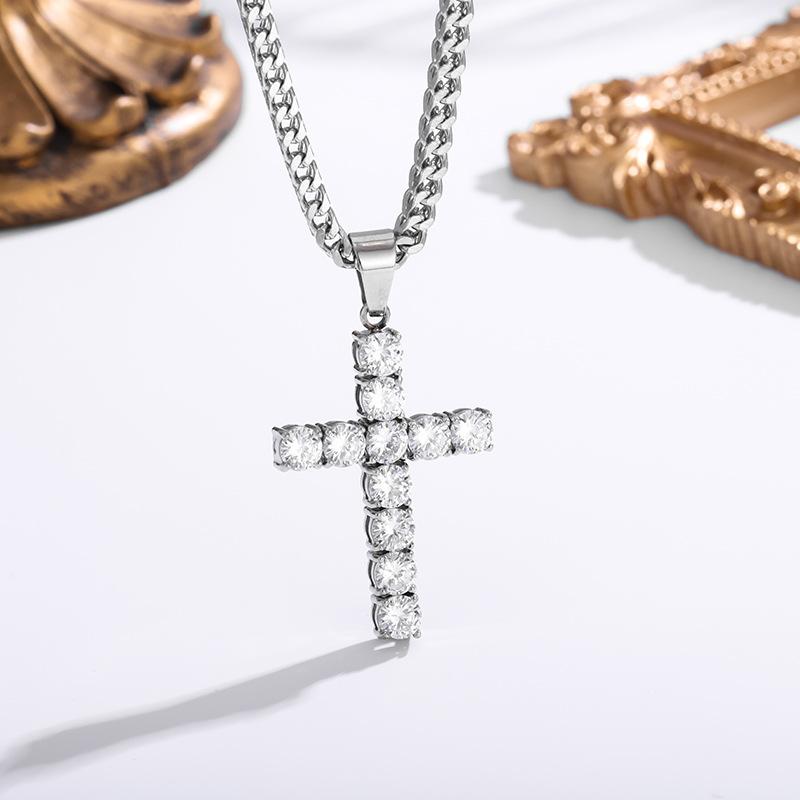 Europäische und Amerikanische Diamantbesetzte Kreuz-Anhänger Halskette, Hochwertige Halskette, Personalisierter Schmuck 2026