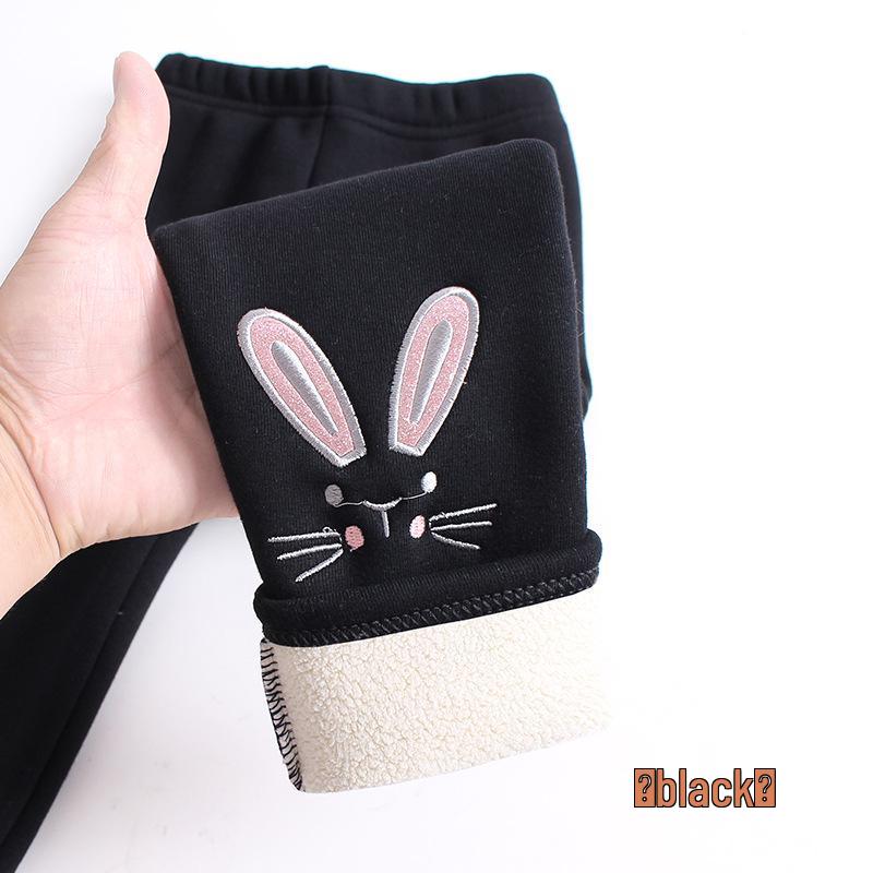 

Girls Winter Fleece-Lined Cotton Leggings with Rabbit Embroidery 120 cm