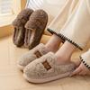Premium cotton slippers winter non-slip couple fluffy slippers plush thick-soled home thermal shoes