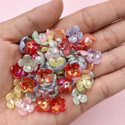 Blütenblatt lose Perlen DIY kleine 80 Stück 10 mm Acryl helles Gesicht Haarnadel handgefertigte Materialien Mode antike Ohrring Zubehör