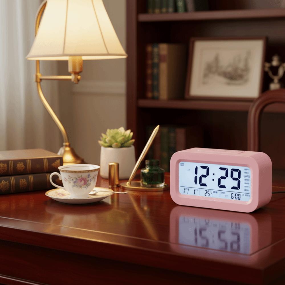 LED Display LED Electronic Alarm Clock 12/24H Format Snooze Feature Digital Alarm Clock Plastic USB Powered Desktop Table Clock
