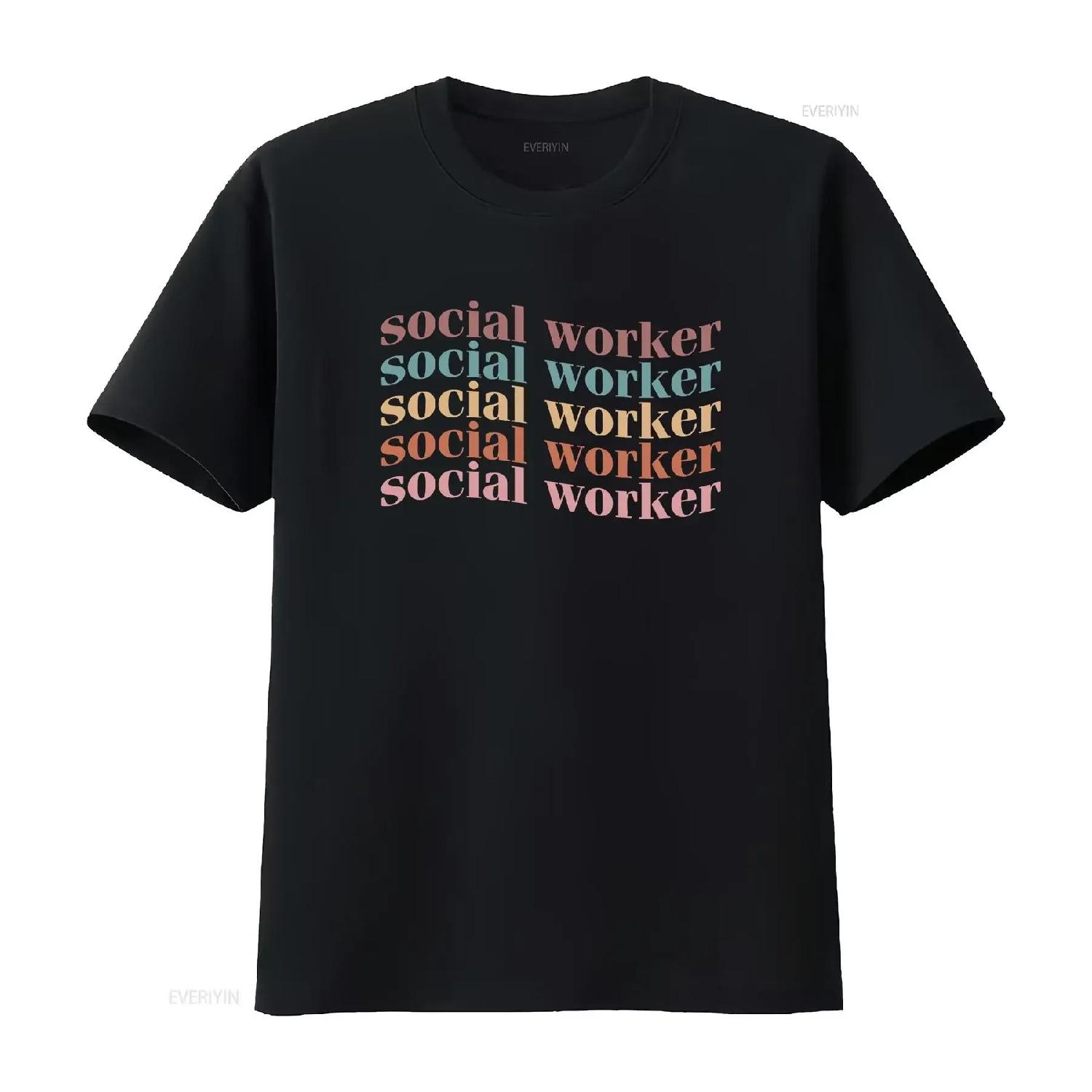 

Social Worker T Shirt Work Graduation Thank You vintage Washed Comfortable Breathable fashion Slightly Unisex Casual Stylish S чёрный