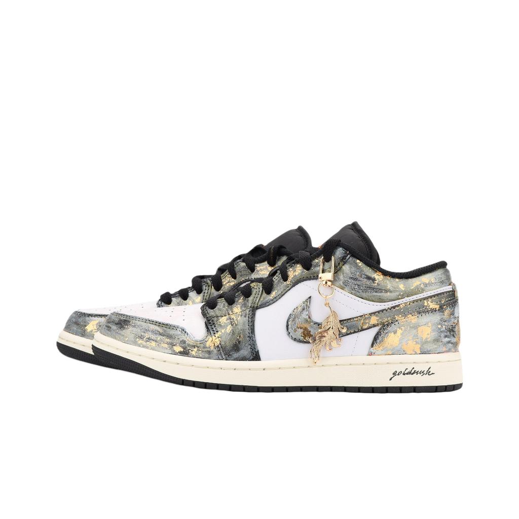 Jordan Air Jordan 1 Jiang Immersed Moon Abriebfest Low-Top Vintage Basketballschuhe Unisex Schwarz Gold 553558-081(Team1390- )
