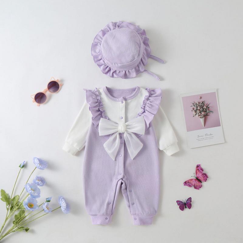Newborn Girl Autumn/Winter Princess Romper: Velvet-Enhanced Bodysuit for 100 Days & Outings