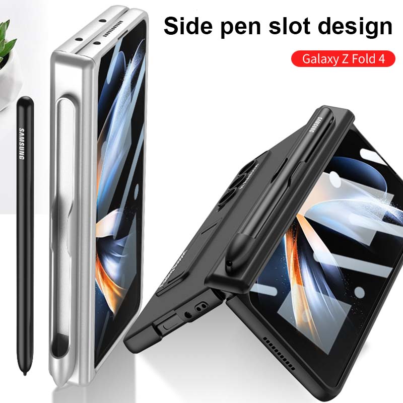 Custodia Porta Penna con Cerniera Magnetica Per Samsung Galaxy Z Fold 4 5g Fold 4 Supporto Stand Custodia Rigida Copertura Slot Laterale per Penna (Nessuna S Pen )
