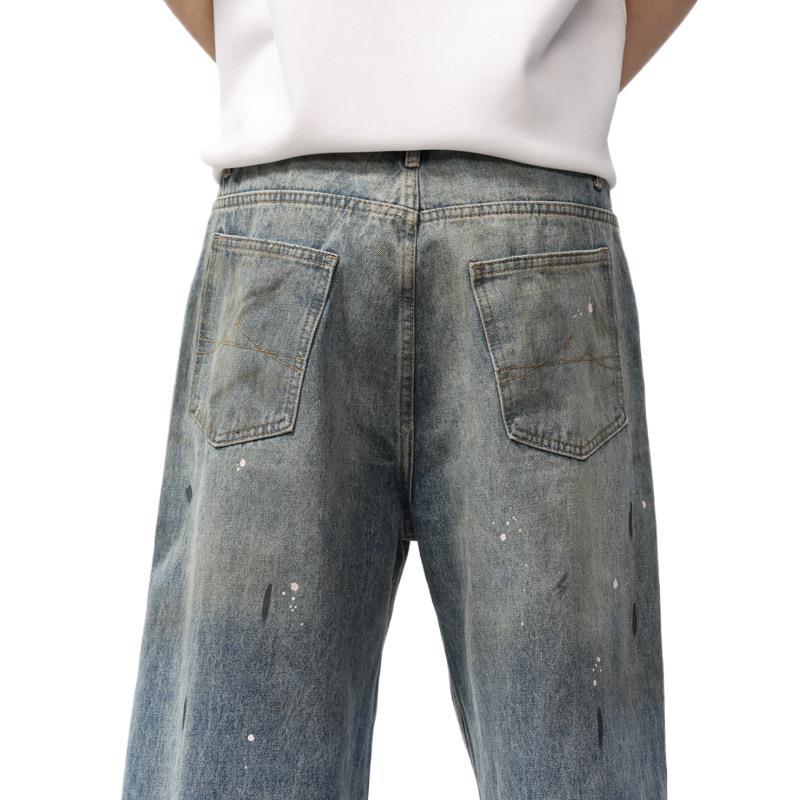 Frühlingsjeans Amerikanische High Street Retro Alte Lockere Gerade Hose