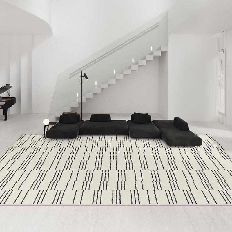 Neuer 2024 Schwarz-Weiß Wasserdichter Schlingen-Velourteppich - Stilvolles, von Düften inspiriertes Design für Wohnzimmer oder Schlafzimmer