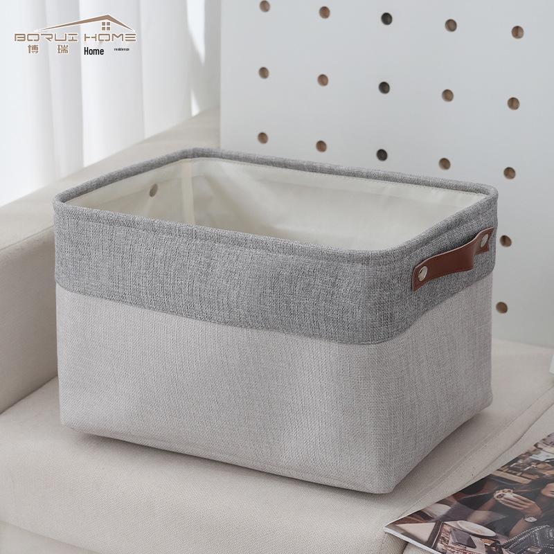 Coș de depozitare modern din in bicolor pentru casă și jucării