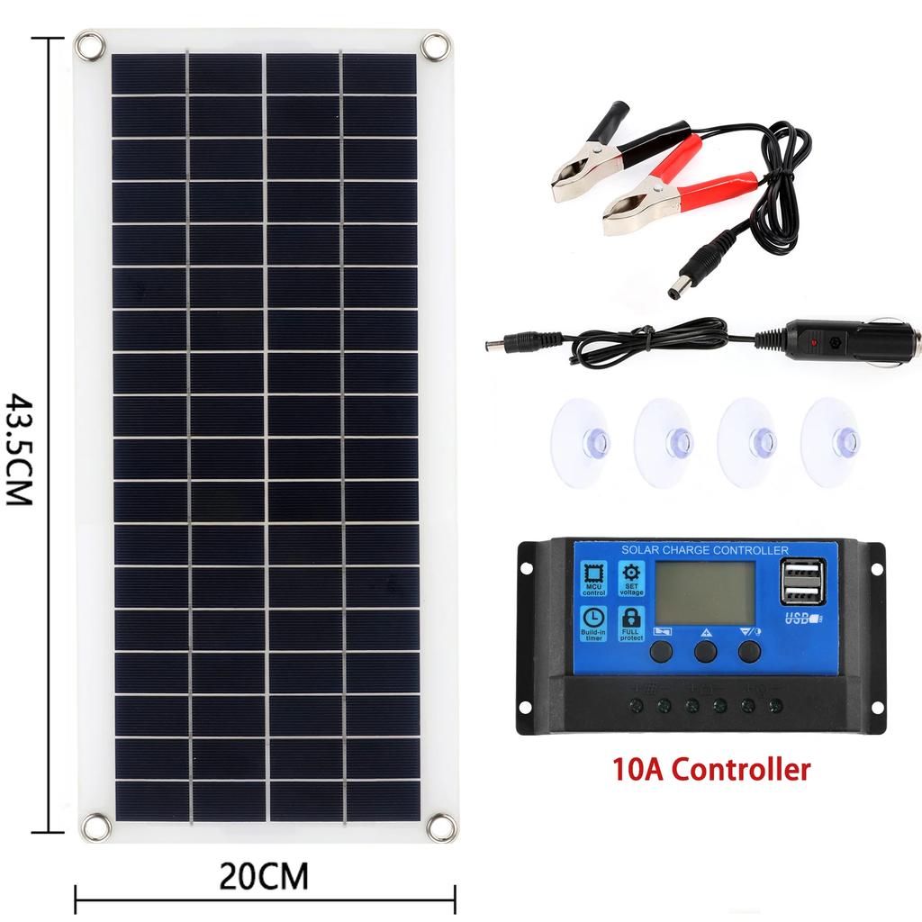 30W 12V Solar Panel Kit Dual USB Output 20A 50A Controller for Car Boat Yacht Battery Charger