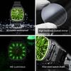 OPK Brand Luminous Waterproof Retro Square Steel Band Men's Quartz Watch 8143