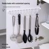 Sliding Hanging Hook Rack for Cabinet Doors, No-Drill Adhesive Rail for Spoons, Spatulas, and Kitchen Tools