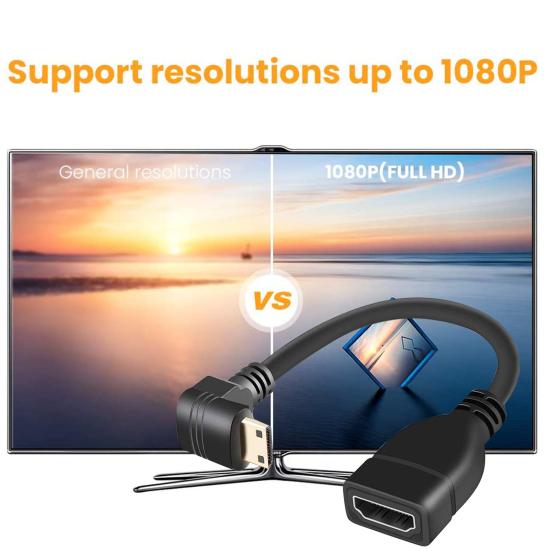 HDMI-compatible Extension Cable 20cm 90-Degree Right Angle Type PVC Male To Female Adapter Cord for TV
