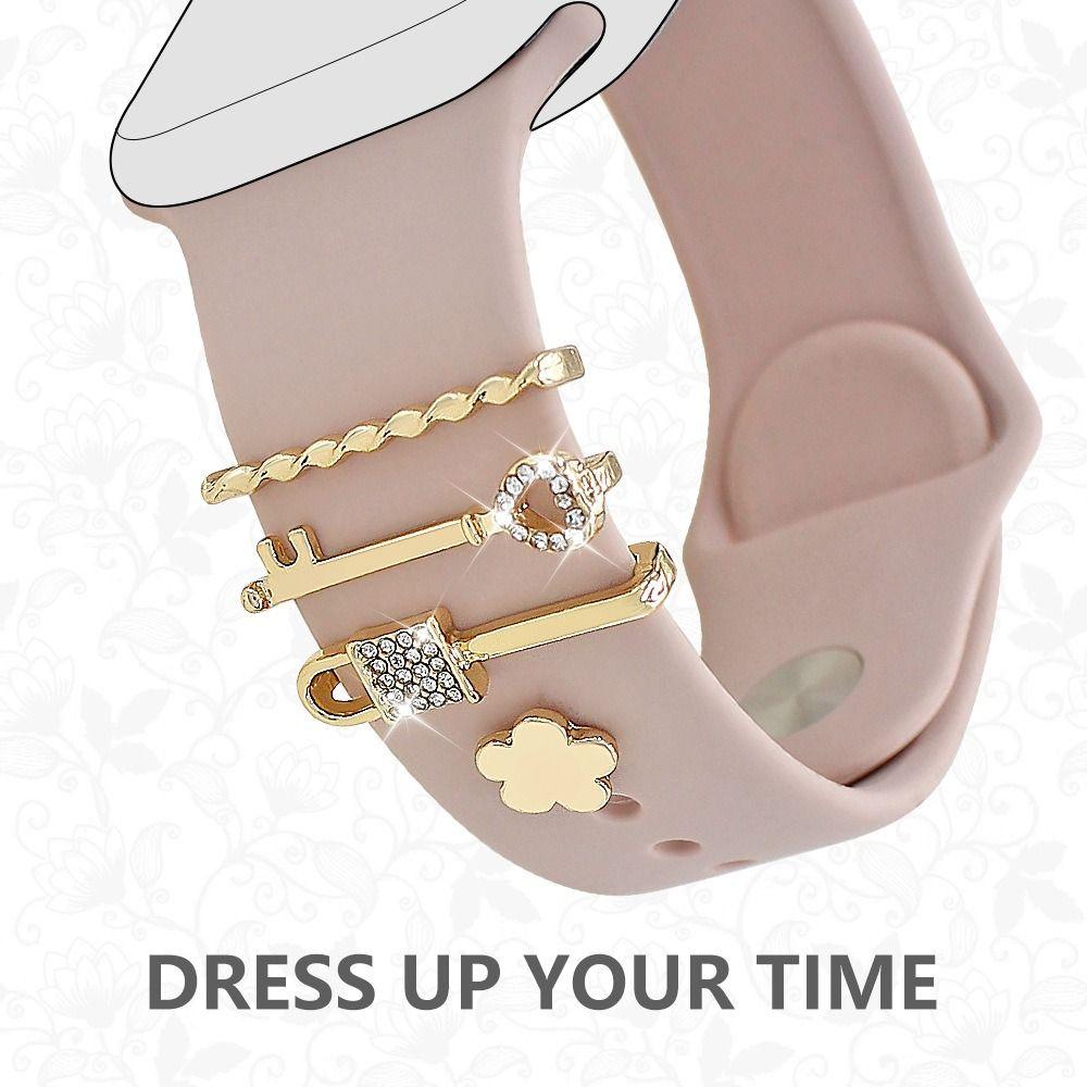 Metal Strap Decorative Ring Jewelry Fashion Bracelet Decoration Diamond Charms Ornament for Apple Watch Band