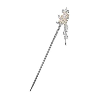 Spinka do włosów Miaomyao Kanzashi do japońskiego Kimono, Formalnych Ubrań i Tradycyjnych Stroi - Antyczny Wzór Kwiatu Osmanthusa z Zawieszką Liścia, Posrebrzana