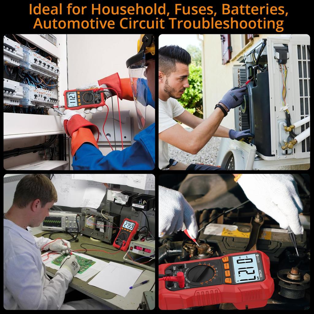 Neoteck 6000 Zählungen TRMS Digitalmultimeter Tester mit Tastverhältnis NCV Spannungsfühler Temperatur Krokodilklemmen Aufbewahrung und Japanischer Bedienungsanleitung AC/DC Spannung,