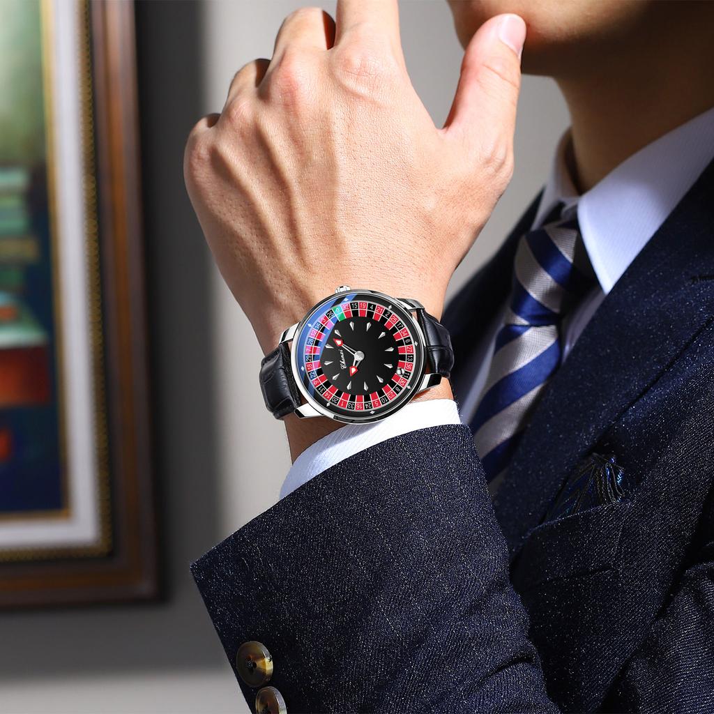 CHENXI 636 Casual Roulette Rotating Men Quartz Watch 3ATM Waterproof Luminous Hands Male Wristwatch Reloj Hombre (Without a Box)