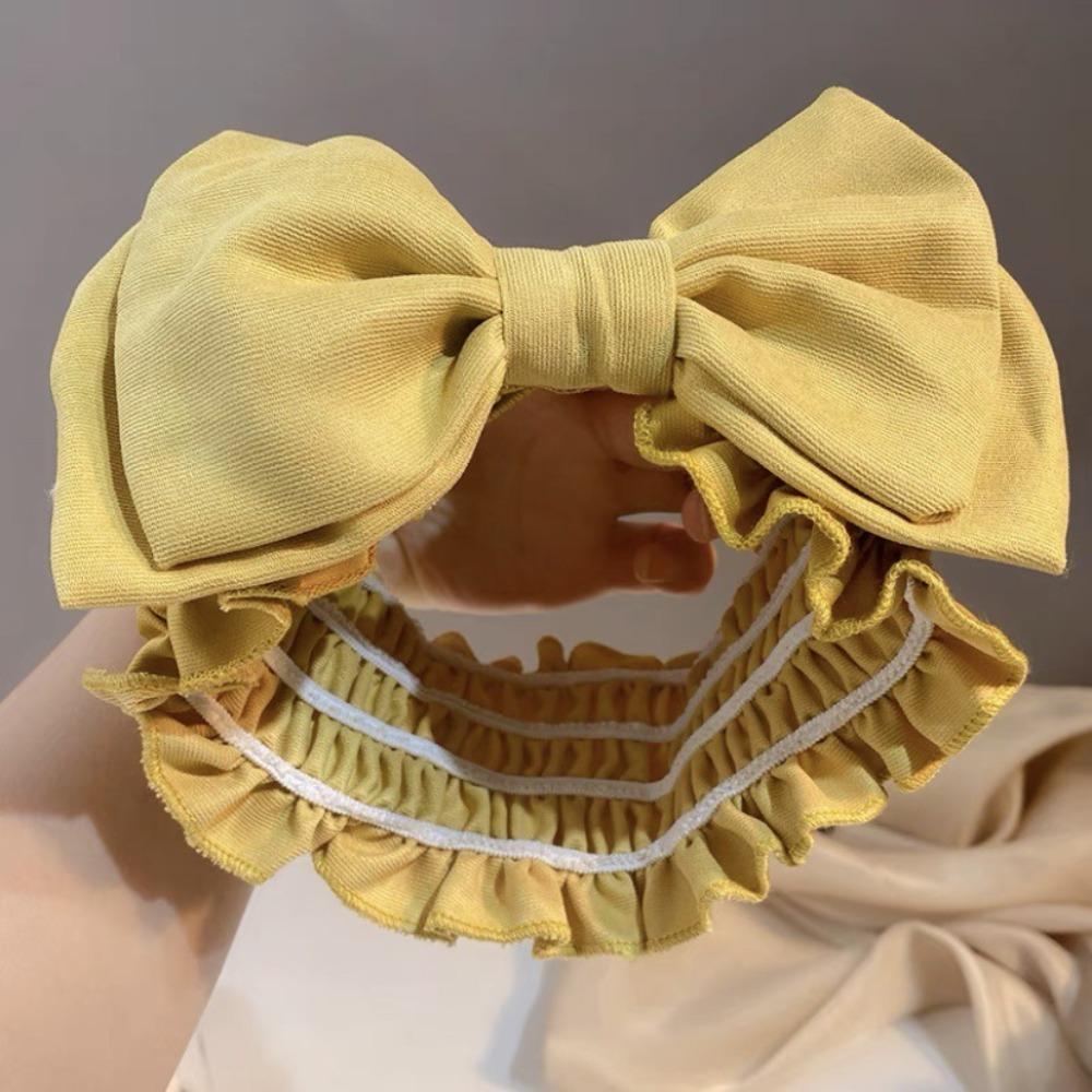 Wash Face Washing Face Hairband Double-layered Face Washing Tools Elastic Bow Headband Girls Gift жёлтый