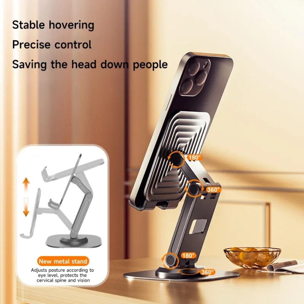 Folding Phone Holder Stand Tablet Cell Mount for iPad iPhone 16 15 14 13 12 Samsung Desk Holder Adjustable Desk Smartphone Stand