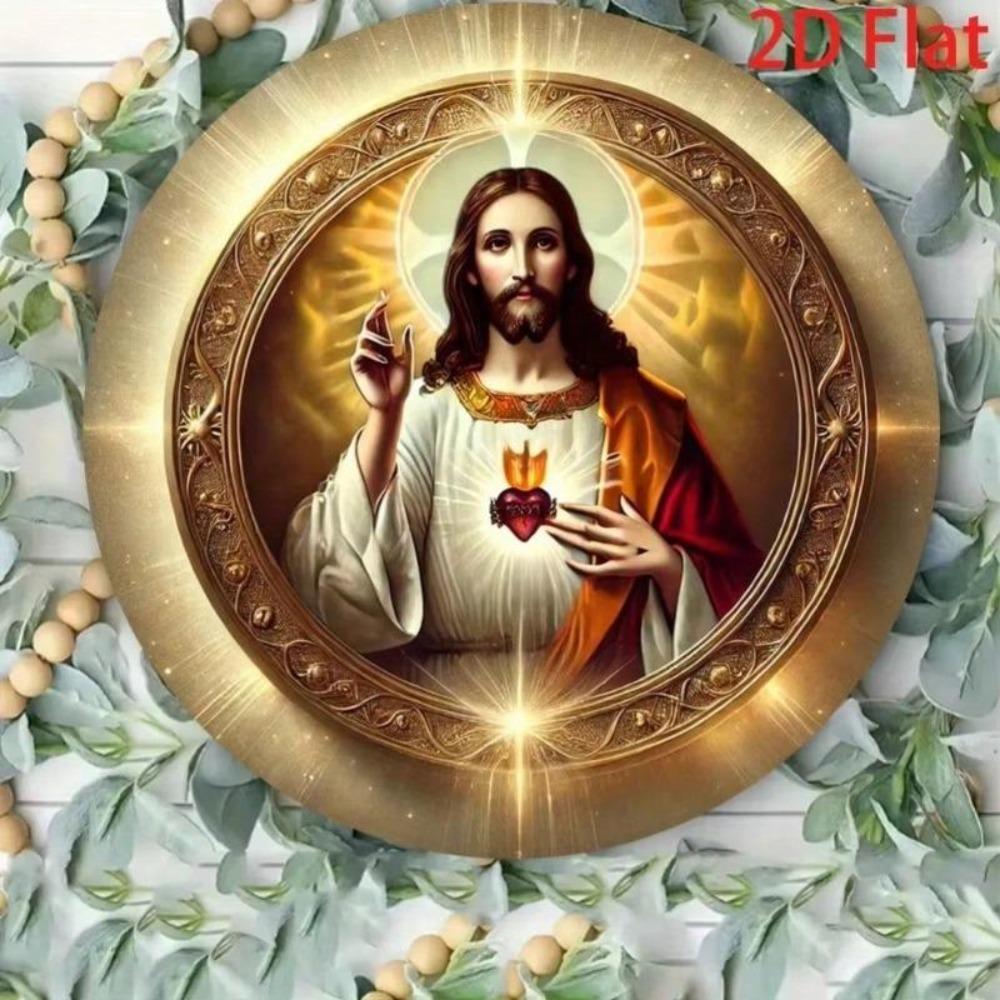 Metal Tin Sign Christian Sacred Heart Jesus Wall Art Religious Home Decor