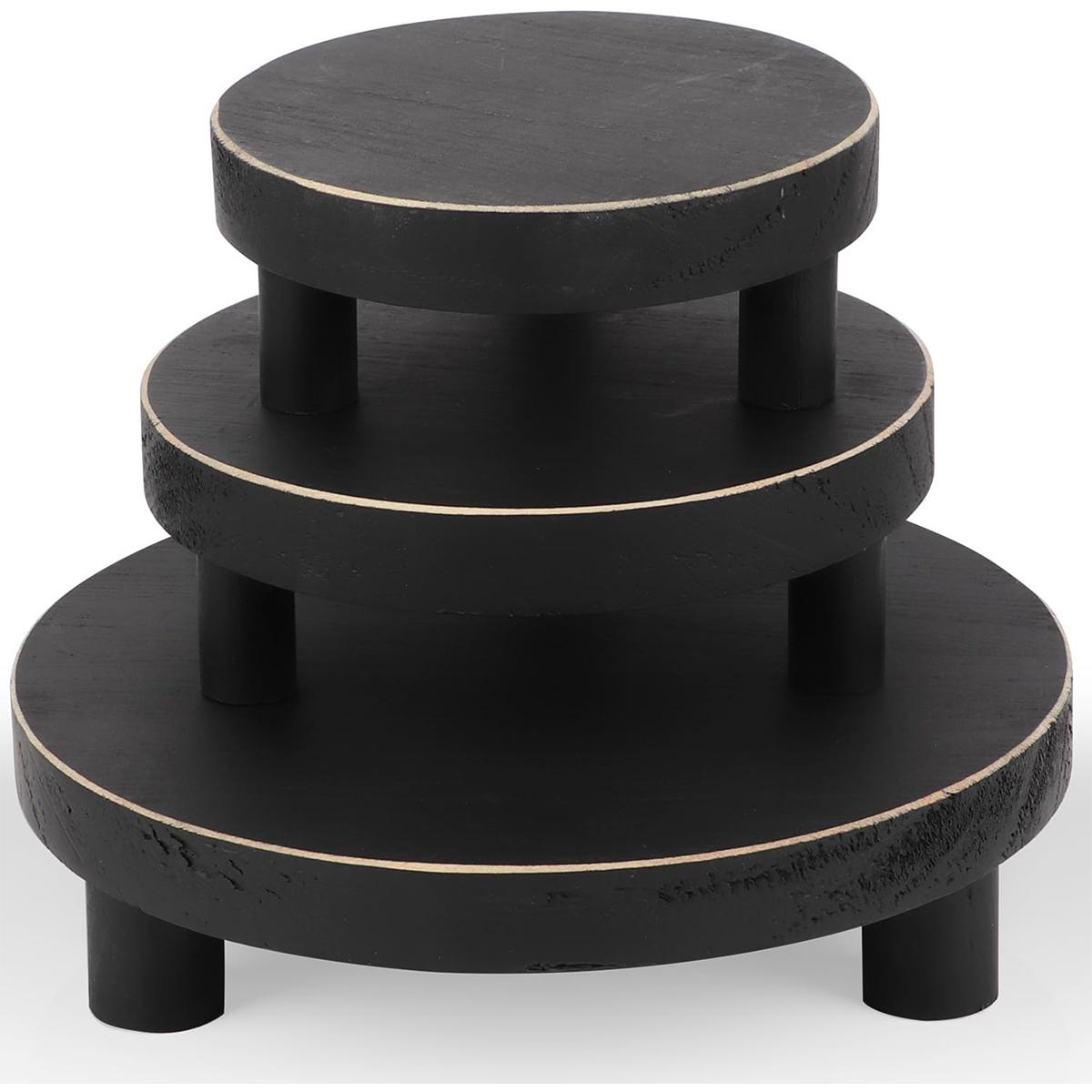 

3 шт. деревянных подставок для витрины, деревянная подставка-тумба для витрины, мини-подставка, круглый деревянный держатель подставок, деревенский подставка для фермерского дома чёрный