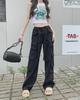 2024 Women's Retro Multi-Pocket Distressed Work Pants: Street-Style Slimming Straight Leg Long Trousers