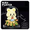 Idea Lovely Animal Nanobricks Rabbit Bear Dog Micro Diamond Block Flower Bricks Model Educational Toys Collection For Gifts