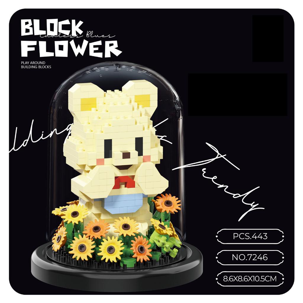 Idea Lovely Animal Nanobricks Rabbit Bear Dog Micro Diamond Block Flower Bricks Model Educational Toys Collection For Gifts