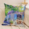 Street Leisure Oil Painting Cushion Cover Silky Short Plush Invisible Zipper Dustproof Sofa Pillow Case For Home Decor