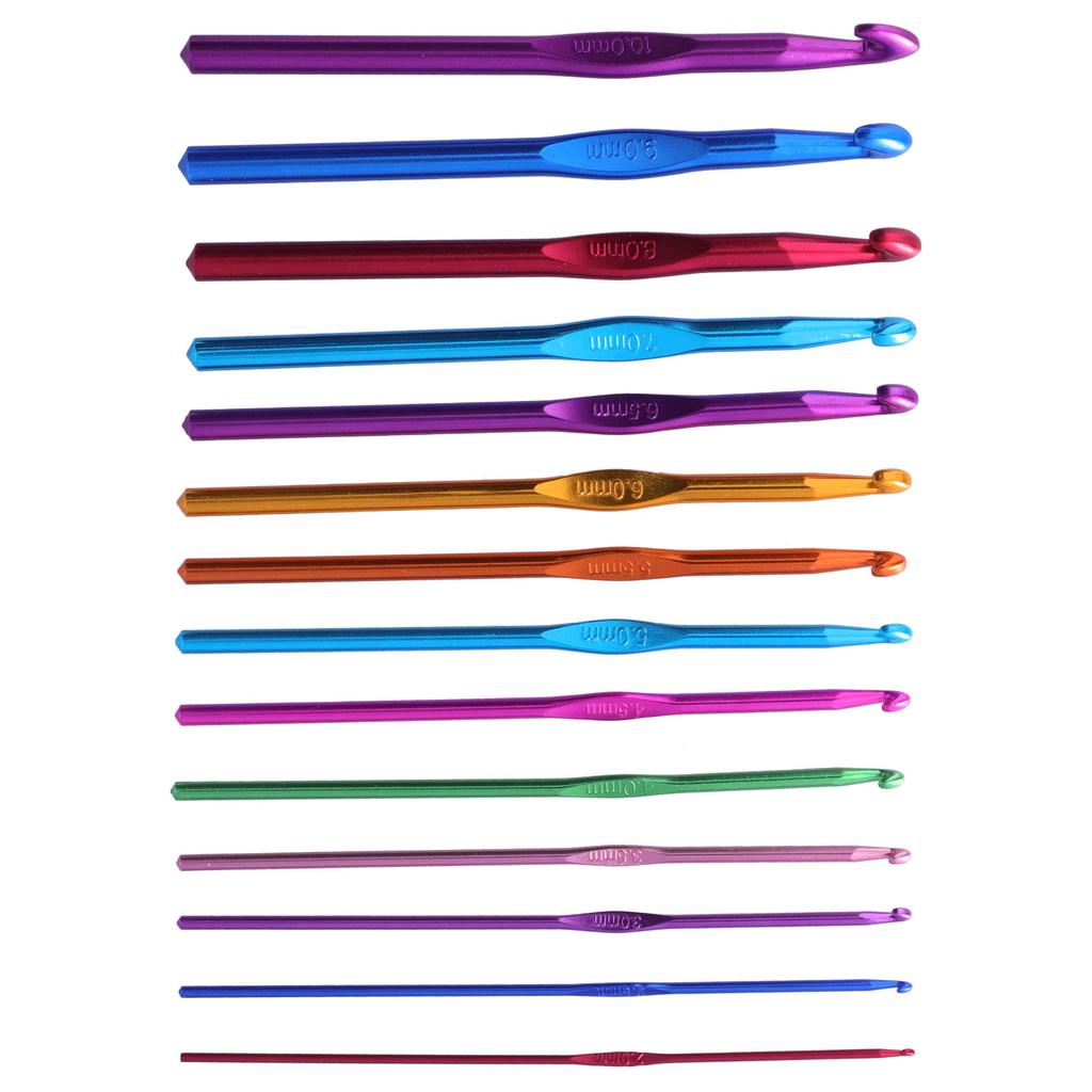 14pcs Crochet Hooks Ergonomic Handle Lightweight Durable Knitting Supplies for Mothers Girls