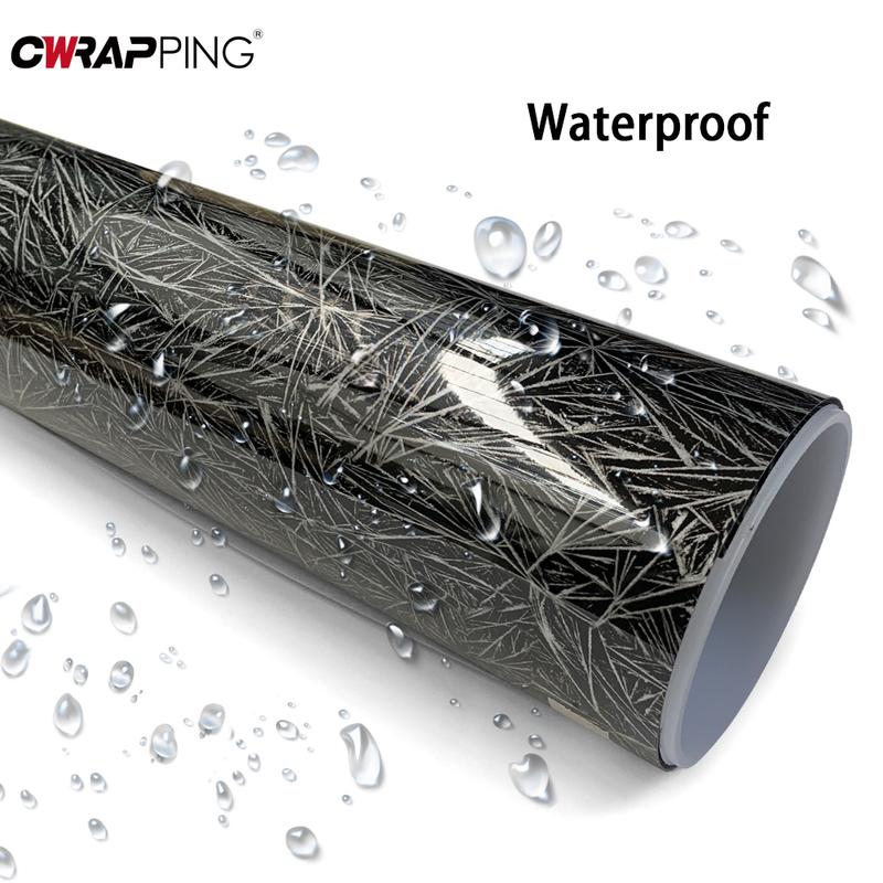 150cm Car Carbon Vinyl Film Ice Crack Glossy Black Wrapping Foil Film Self Adhesive DIY Waterproof Stickers for Car Accessories
