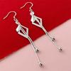 925 Sterling Silver Fashion Temperament Rhombus Fringed Earrings Birthday Party Anniversary Gift Daily Wear