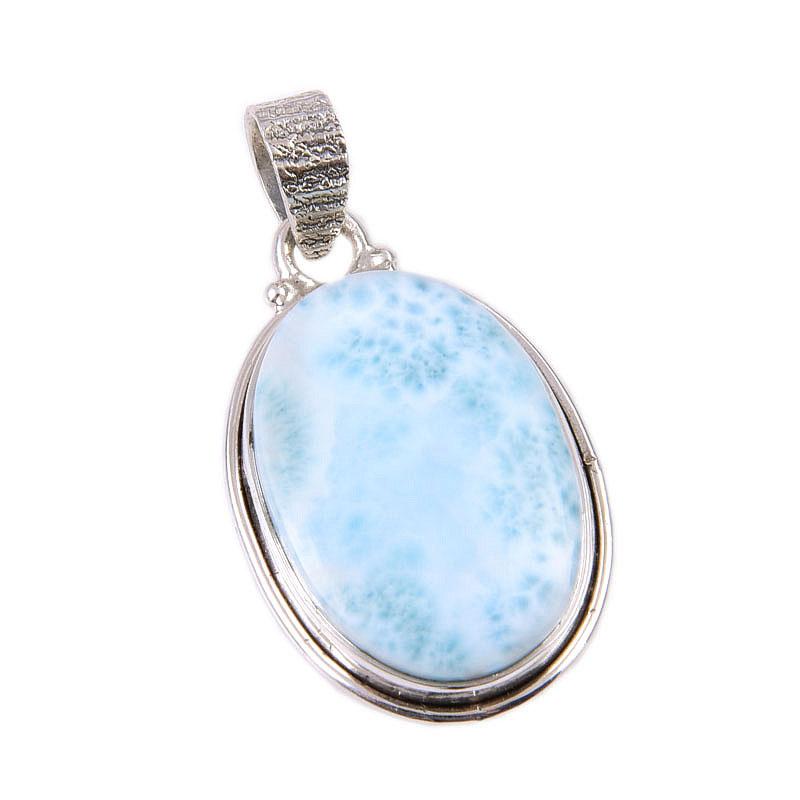 Natural Republic Larimar Gemstone 925 Solid Sterling Silver Pendant 1.5" a8q06