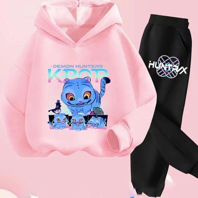 Kid K-Pop Demon Hunters Hooded Suit Toddler Girl Clothes KPop Demon Hunters Hoodie Set Girls Fashion Casual Sweatshirt New Movie
